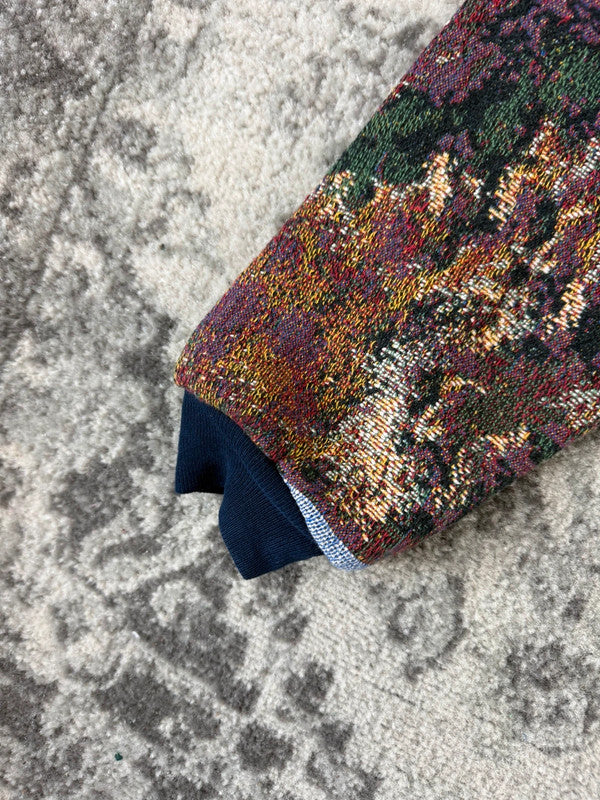 Veste en tapisserie design unique vintage fait main upcyclé retravaillé tissé taille M n•706