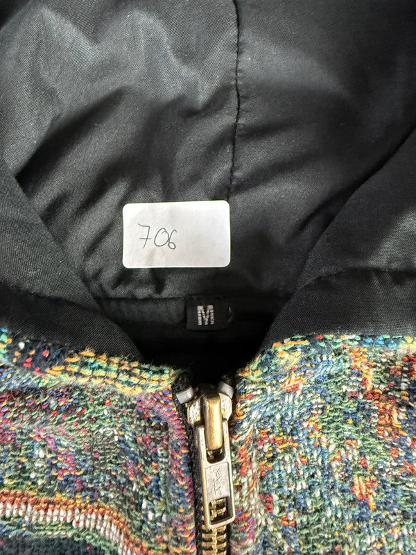 Veste en tapisserie design unique vintage fait main upcyclé retravaillé tissé taille M n•706