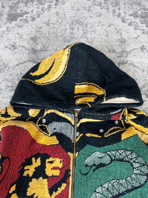 Veste en tapisserie design unique vintage fait main upcyclé retravaillé tissé taille M n•707