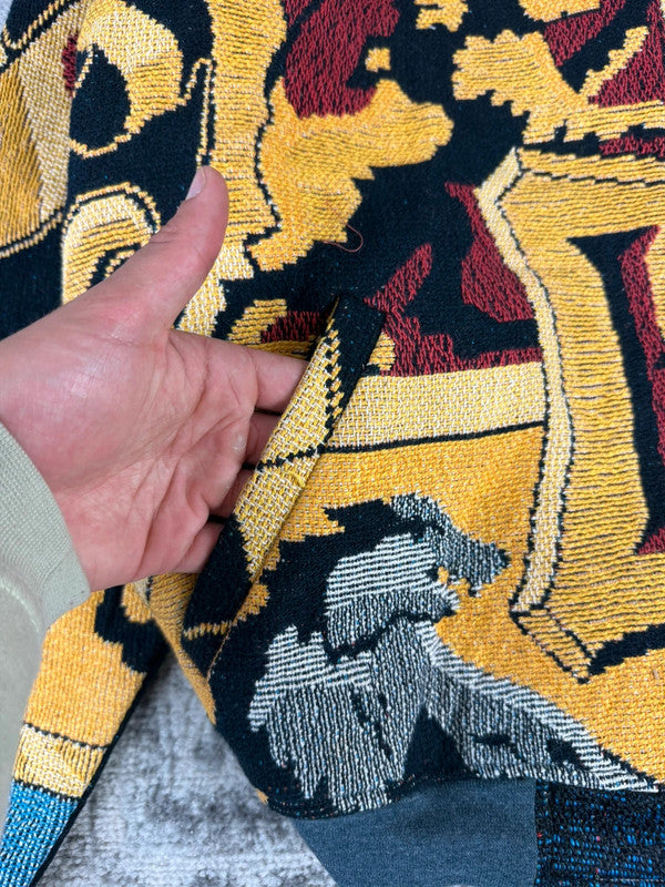 Veste en tapisserie design unique vintage fait main upcyclé retravaillé tissé taille M n•707