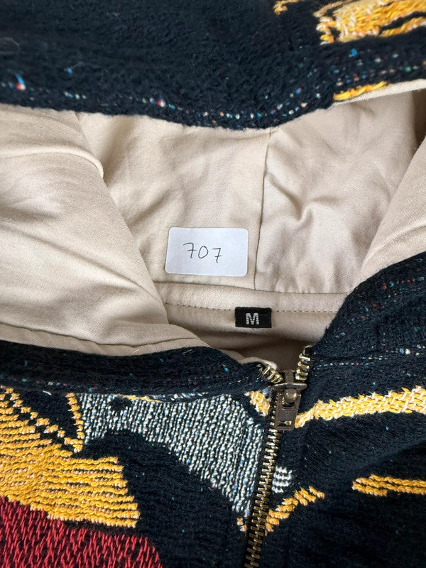 Veste en tapisserie design unique vintage fait main upcyclé retravaillé tissé taille M n•707