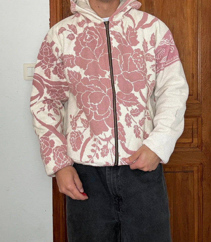 Veste en tapisserie design unique vintage fait main upcyclé retravaillé tissé taille M n•708
