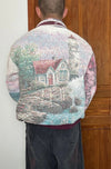 Veste en tapisserie design unique vintage fait main upcyclé retravaillé tissé taille M n•709