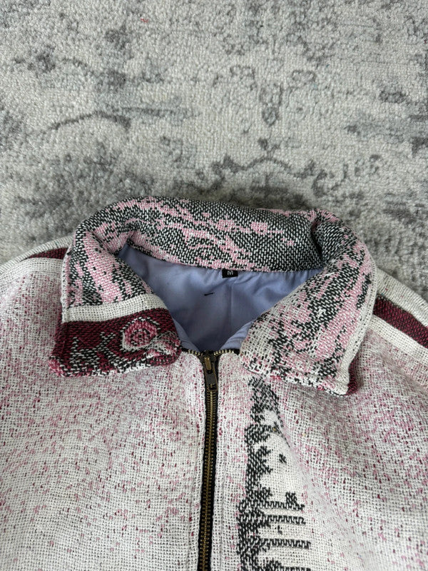 Veste en tapisserie design unique vintage fait main upcyclé retravaillé tissé taille M n•709