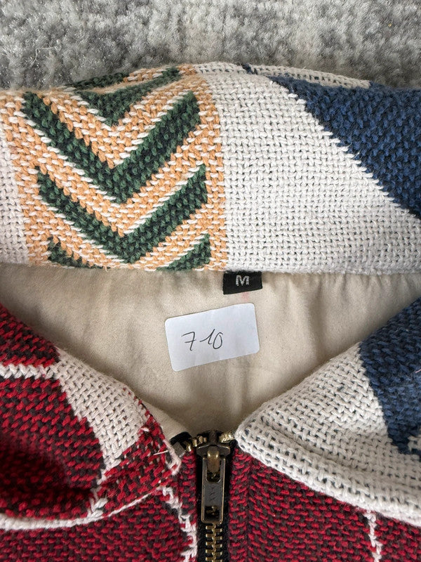 Veste en tapisserie design unique vintage fait main upcyclé retravaillé tissé taille M n•717