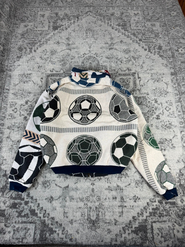 Veste en tapisserie design unique vintage fait main upcyclé retravaillé tissé taille M n•717