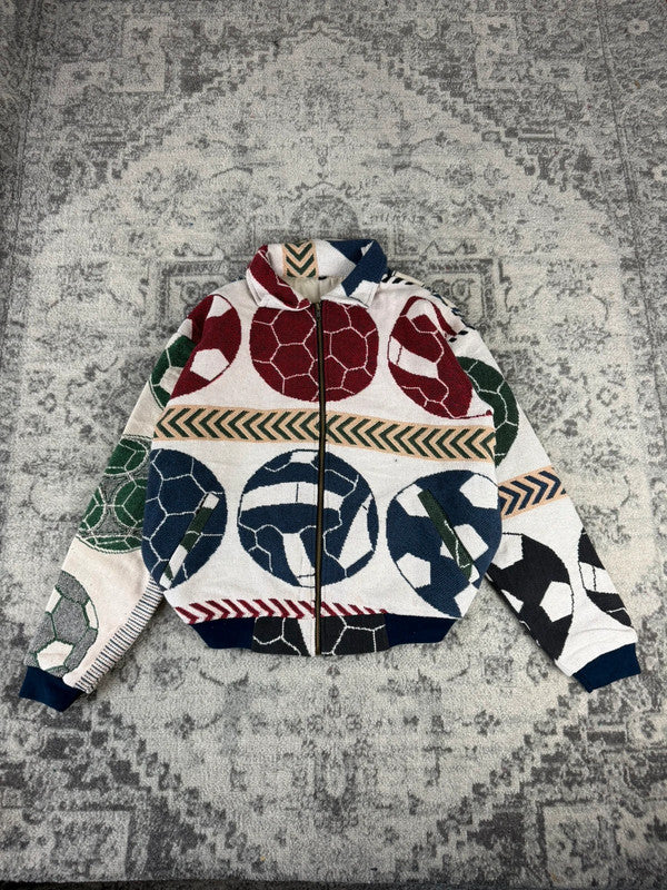 Veste en tapisserie design unique vintage fait main upcyclé retravaillé tissé taille M n•717