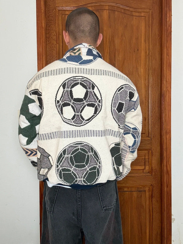 Veste en tapisserie design unique vintage fait main upcyclé retravaillé tissé taille M n•717