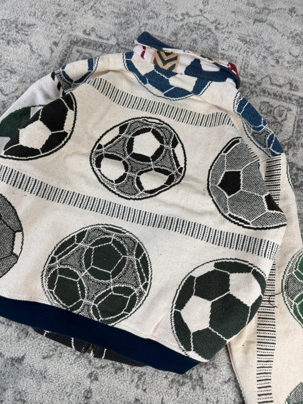 Veste en tapisserie design unique vintage fait main upcyclé retravaillé tissé taille M n•717