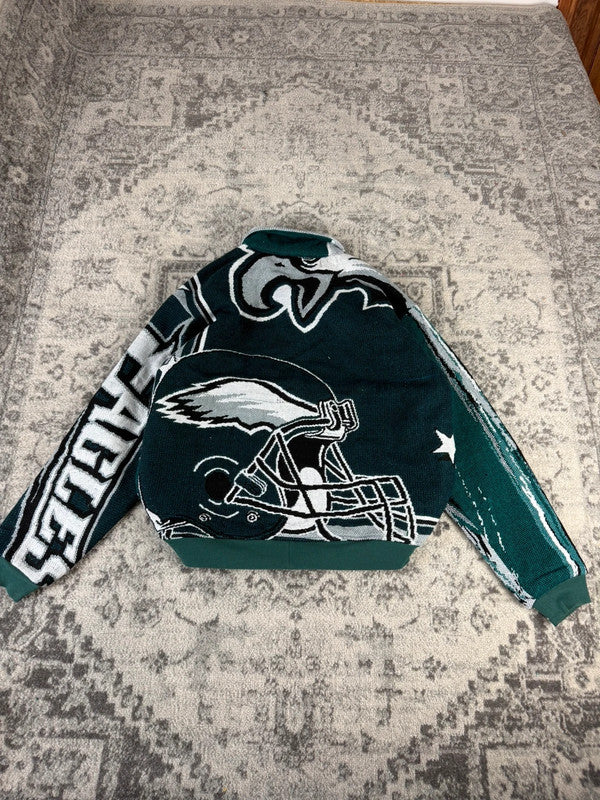 Veste en tapisserie design unique vintage fait main upcyclé retravaillé tissé taille M n•711