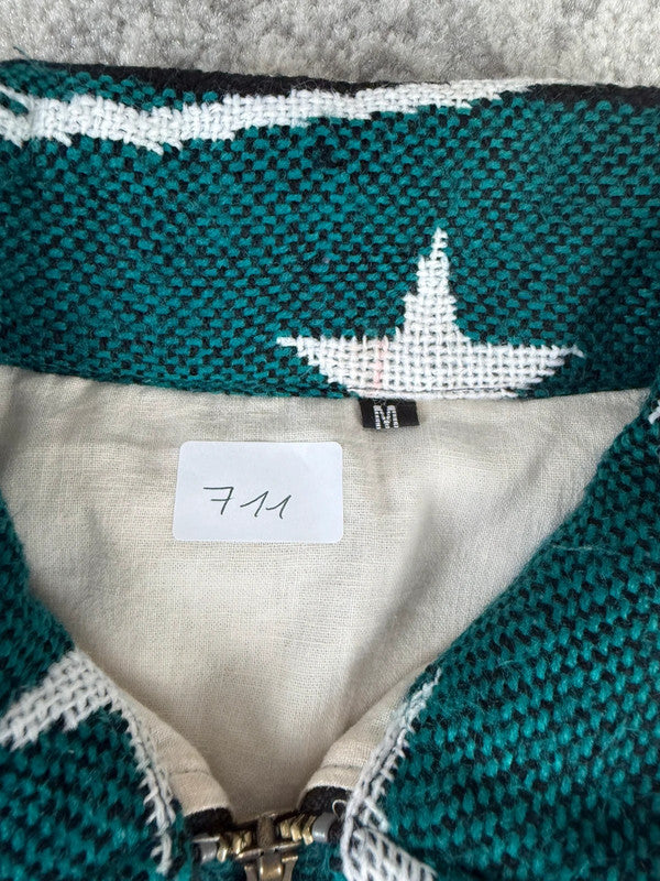 Veste en tapisserie design unique vintage fait main upcyclé retravaillé tissé taille M n•711