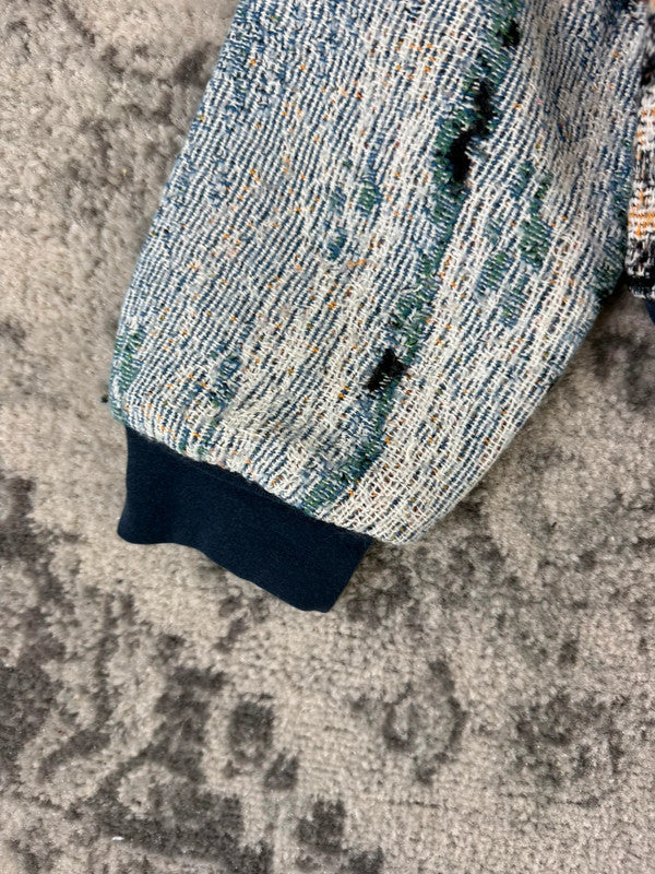 Veste en tapisserie design unique vintage fait main upcyclé retravaillé tissé taille M n•713