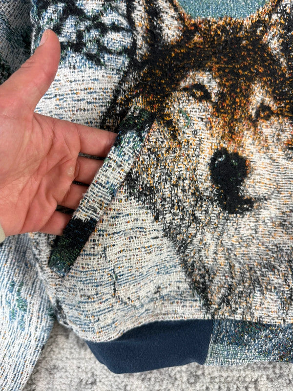 Veste en tapisserie design unique vintage fait main upcyclé retravaillé tissé taille M n•713