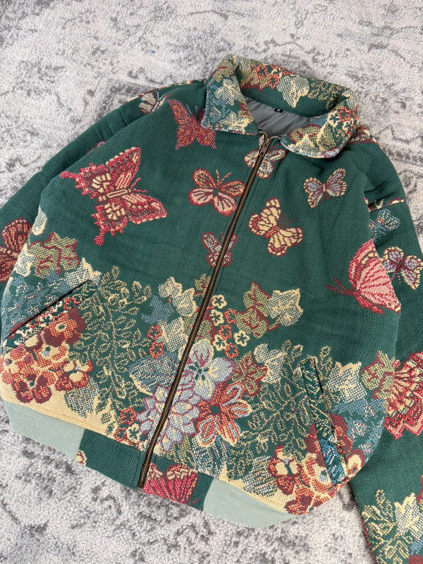 Veste en tapisserie design unique vintage fait main upcyclé retravaillé tissé taille M n•714