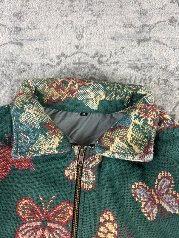 Veste en tapisserie design unique vintage fait main upcyclé retravaillé tissé taille M n•714
