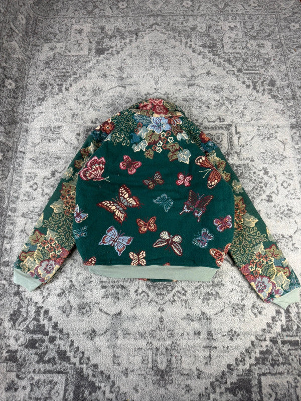 Veste en tapisserie design unique vintage fait main upcyclé retravaillé tissé taille M n•714