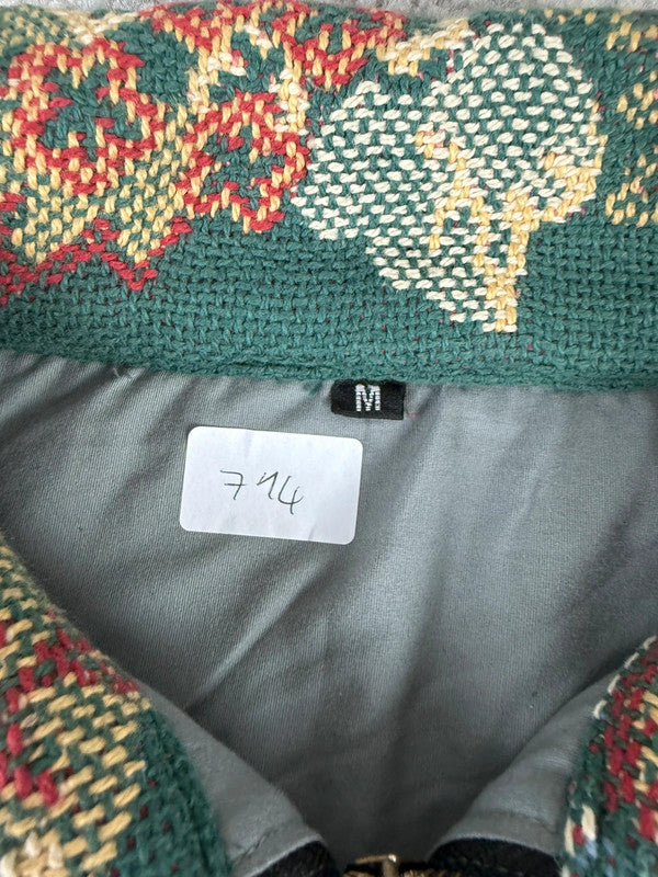Veste en tapisserie design unique vintage fait main upcyclé retravaillé tissé taille M n•714