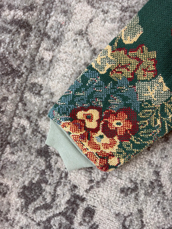 Veste en tapisserie design unique vintage fait main upcyclé retravaillé tissé taille M n•714