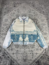 Veste en tapisserie design unique vintage fait main upcyclé retravaillé tissé taille M n•715