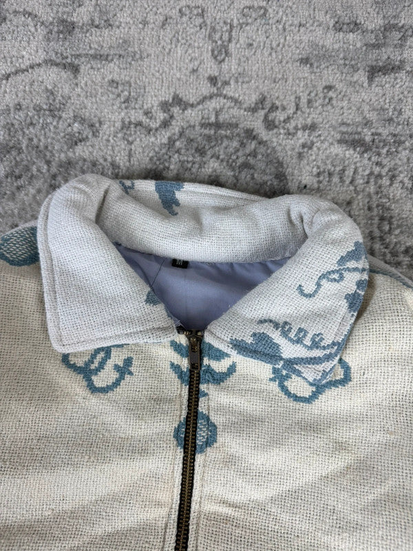Veste en tapisserie design unique vintage fait main upcyclé retravaillé tissé taille M n•715