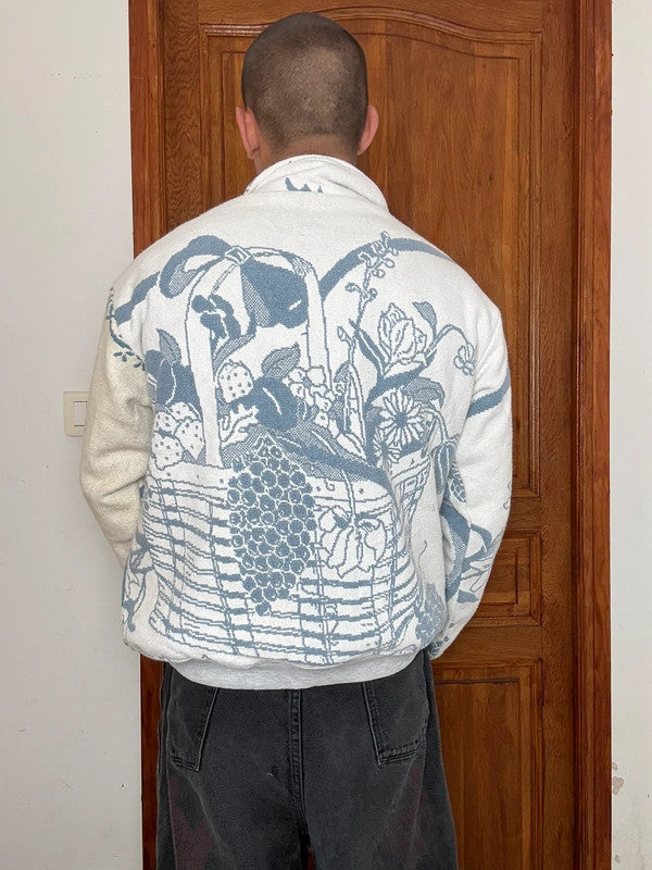 Veste en tapisserie design unique vintage fait main upcyclé retravaillé tissé taille M n•715