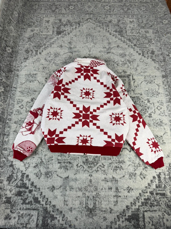 Veste en tapisserie design unique vintage fait main upcyclé retravaillé tissé taille M n•716