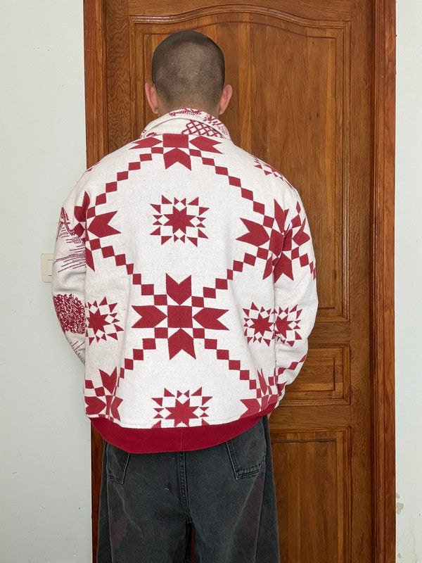 Veste en tapisserie design unique vintage fait main upcyclé retravaillé tissé taille M n•716