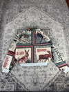 Veste en tapisserie design unique vintage fait main upcyclé retravaillé tissé taille M n•719