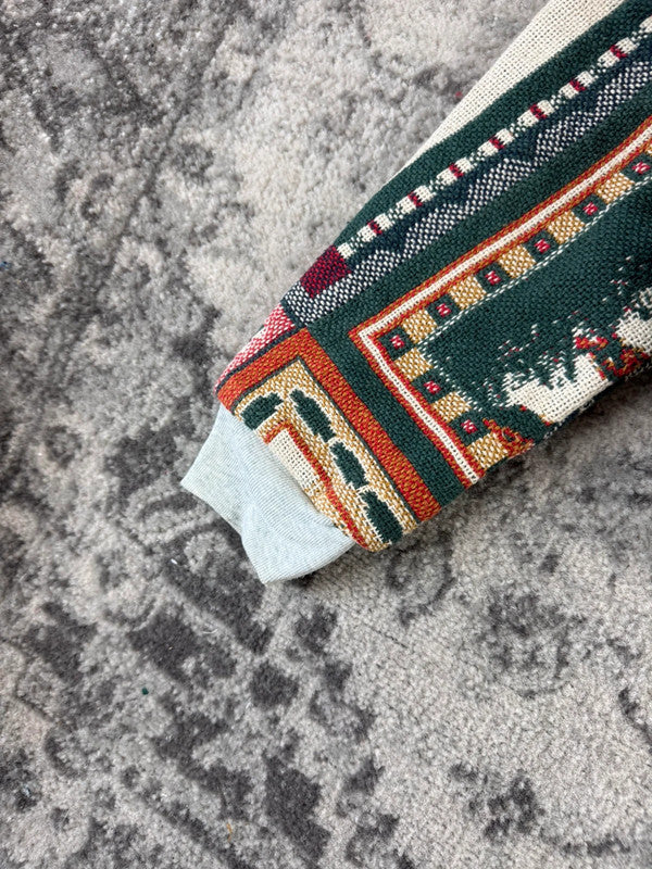 Veste en tapisserie design unique vintage fait main upcyclé retravaillé tissé taille M n•719