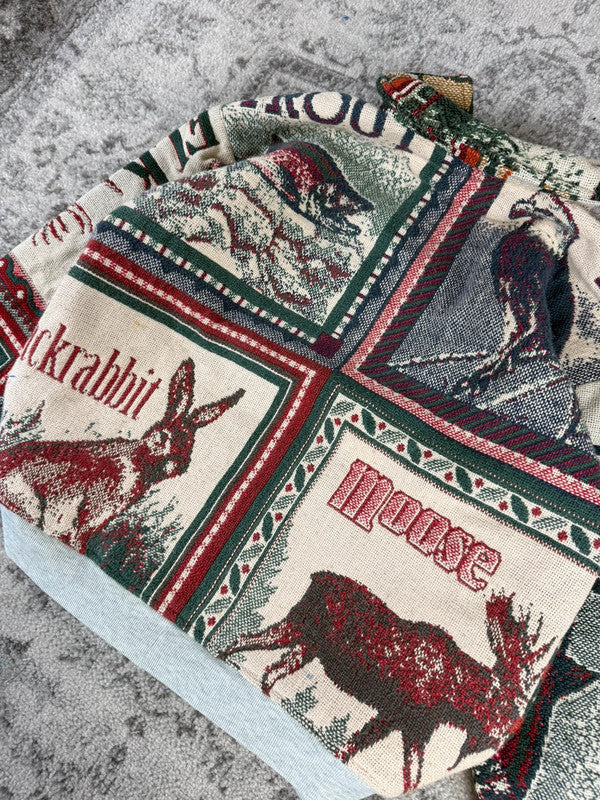 Veste en tapisserie design unique vintage fait main upcyclé retravaillé tissé taille M n•719