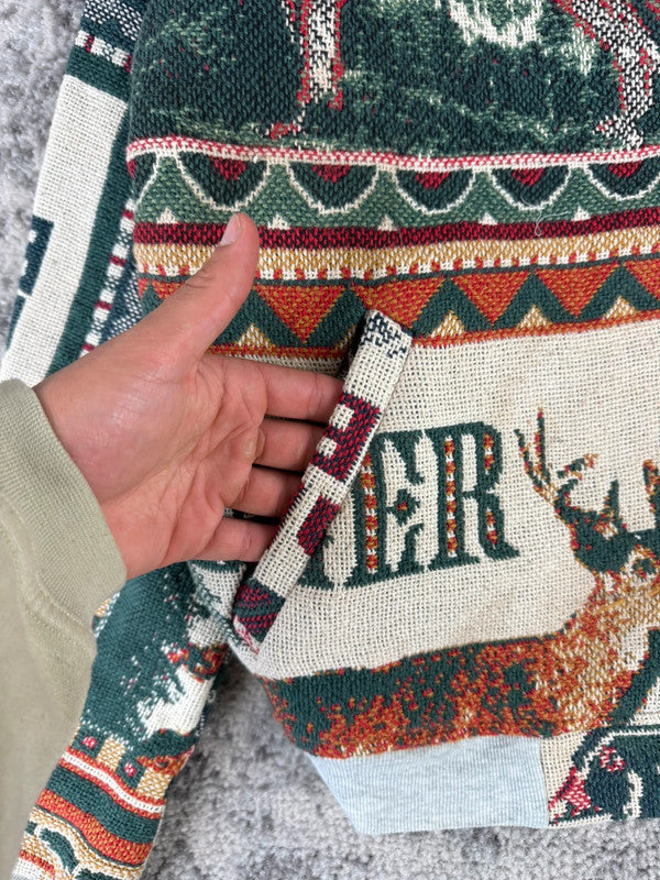 Veste en tapisserie design unique vintage fait main upcyclé retravaillé tissé taille M n•719