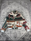 Veste en tapisserie design unique vintage fait main upcyclé retravaillé tissé taille M n•719