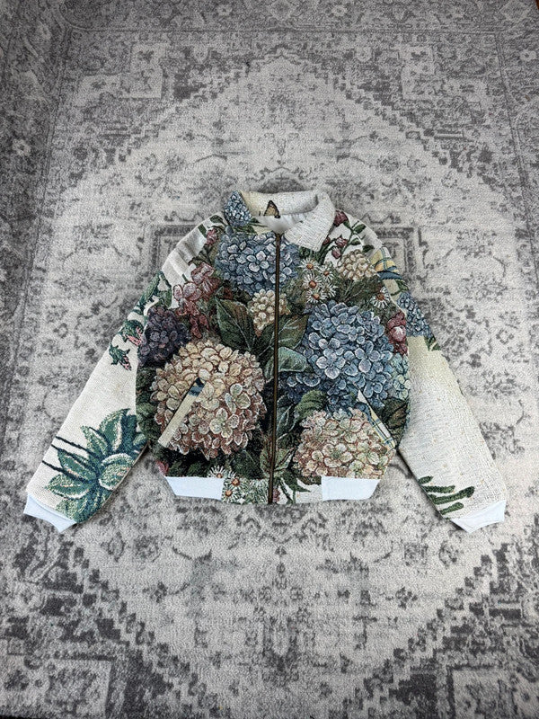 Veste en tapisserie design unique vintage fait main upcyclé retravaillé tissé taille M n•720
