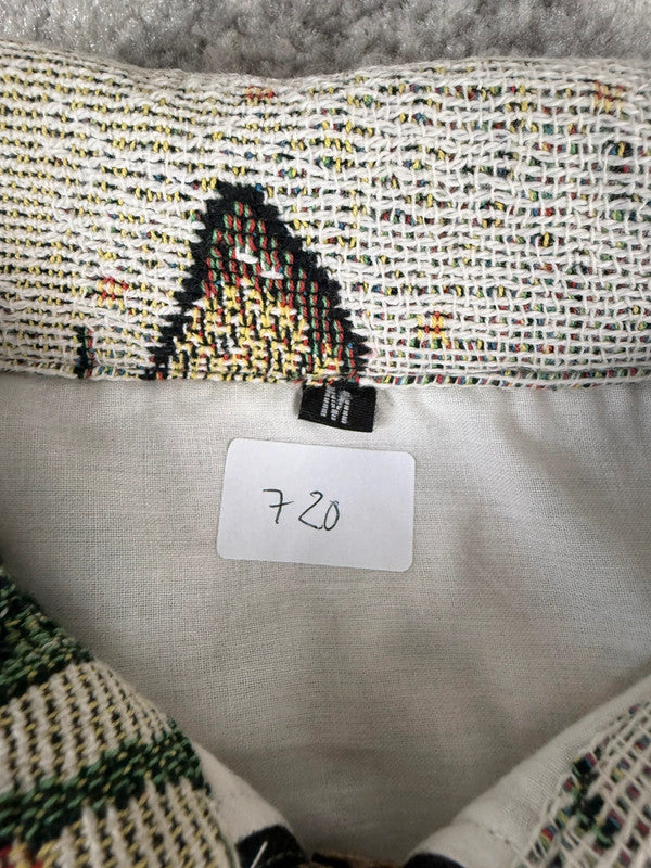 Veste en tapisserie design unique vintage fait main upcyclé retravaillé tissé taille M n•720