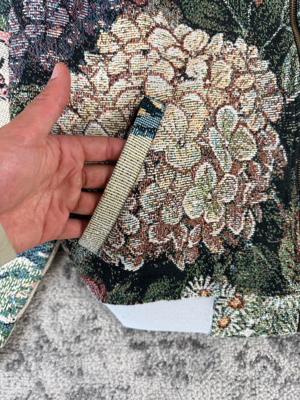 Veste en tapisserie design unique vintage fait main upcyclé retravaillé tissé taille M n•720