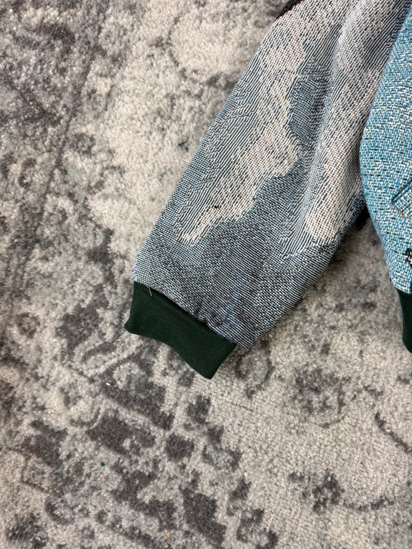 Veste en tapisserie design unique vintage fait main upcyclé retravaillé tissé taille M n•722