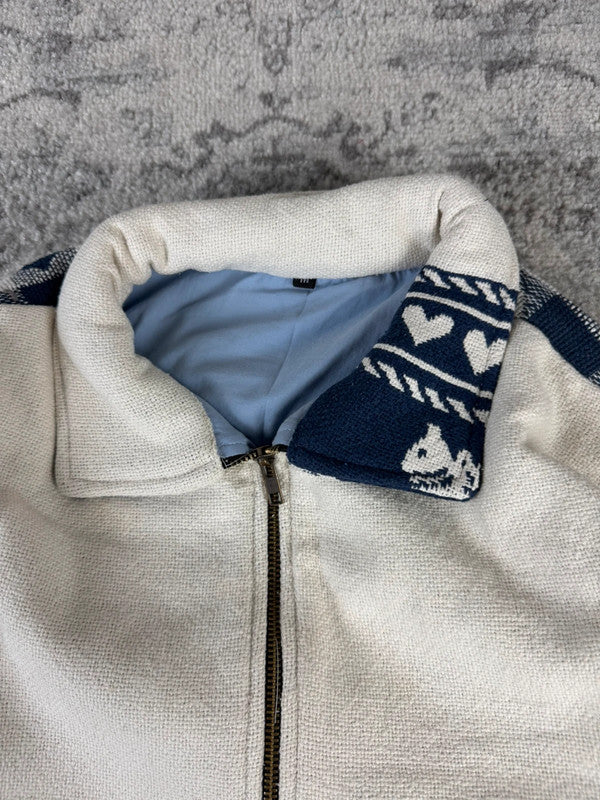 Veste en tapisserie design unique vintage fait main upcyclé retravaillé tissé taille M n•723