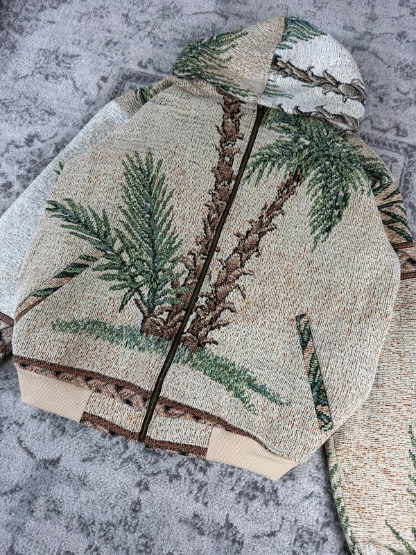 Veste en tapisserie design unique vintage fait main upcyclé retravaillé tissé taille L n•724