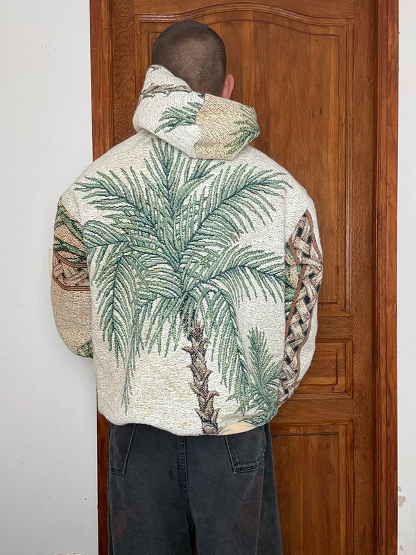 Veste en tapisserie design unique vintage fait main upcyclé retravaillé tissé taille L n•724