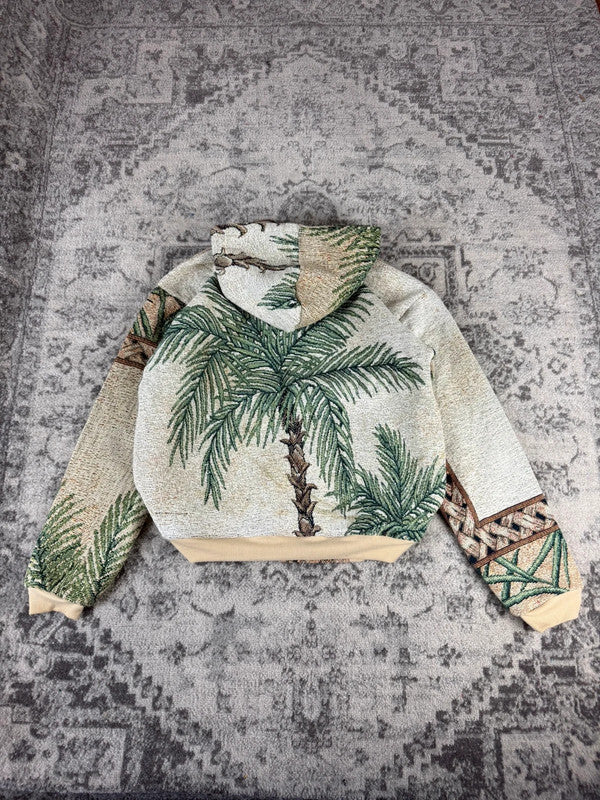 Veste en tapisserie design unique vintage fait main upcyclé retravaillé tissé taille L n•724
