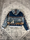 Veste en tapisserie design unique vintage fait main upcyclé retravaillé tissé taille L n•725