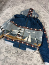 Veste en tapisserie design unique vintage fait main upcyclé retravaillé tissé taille L n•725