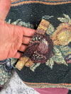 Veste en tapisserie design unique vintage fait main upcyclé retravaillé tissé taille L n•726