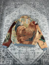 Veste en tapisserie design unique vintage fait main upcyclé retravaillé tissé taille L n•727