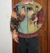 Veste en tapisserie design unique vintage fait main upcyclé retravaillé tissé taille L n•727