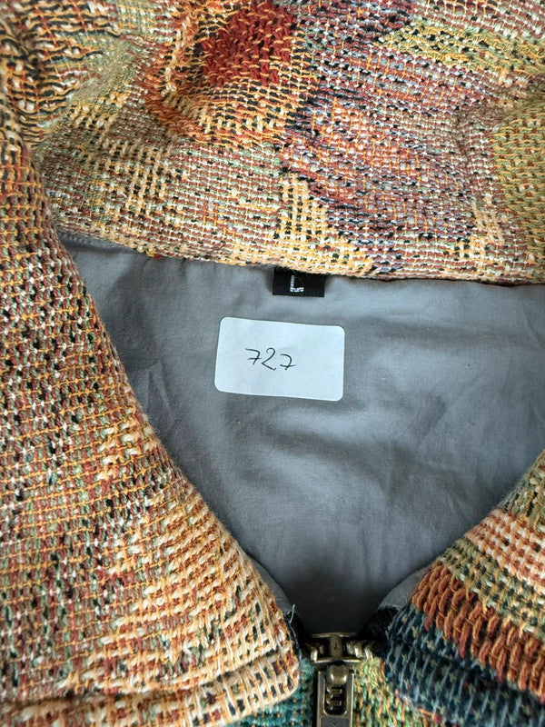 Veste en tapisserie design unique vintage fait main upcyclé retravaillé tissé taille L n•727