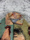 Veste en tapisserie design unique vintage fait main upcyclé retravaillé tissé taille L n•727