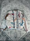 Veste en tapisserie design unique vintage fait main upcyclé retravaillé tissé taille L