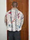 Veste en tapisserie design unique vintage fait main upcyclé retravaillé tissé taille L