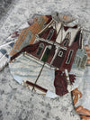 Veste en tapisserie design unique vintage fait main upcyclé retravaillé tissé taille L